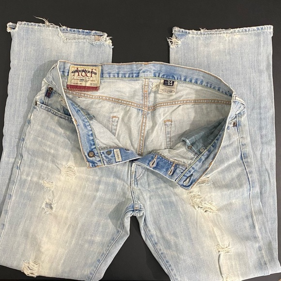Vintage Abercrombie & Fitch Thrashed Jeans Indie Sleaze Skate Hip Hop Mud Wash - Picture 11 of 17